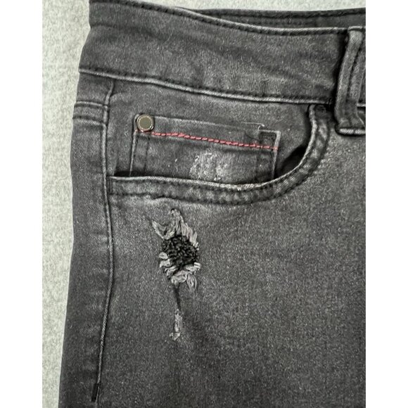 Adam Levine Black Jeans Women’s Size 17 Skinny Distressed Raw Hem - Picture 2 of 16